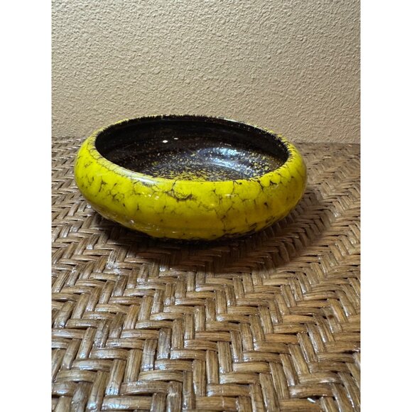 Vintage Yellow & Brown Ceramic Bonsai Drip Planter - Picture 3 of 4